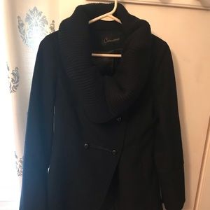 Caruana black wool double breasted coat